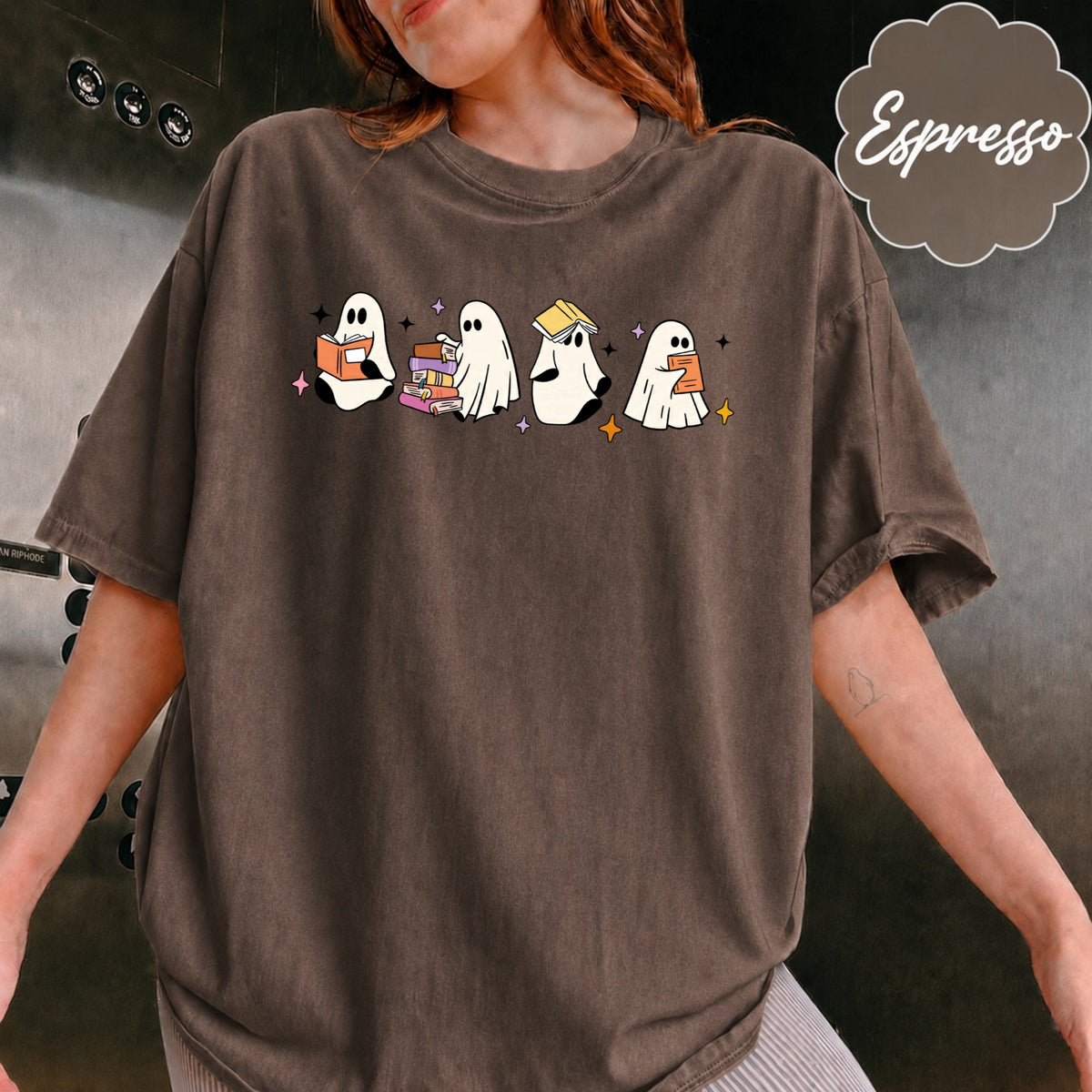 Comfort Colors Little Ghosts Reading Books Graphic Tee, Bookish Spooky Season Shirt, Ghost Tee for Halloween