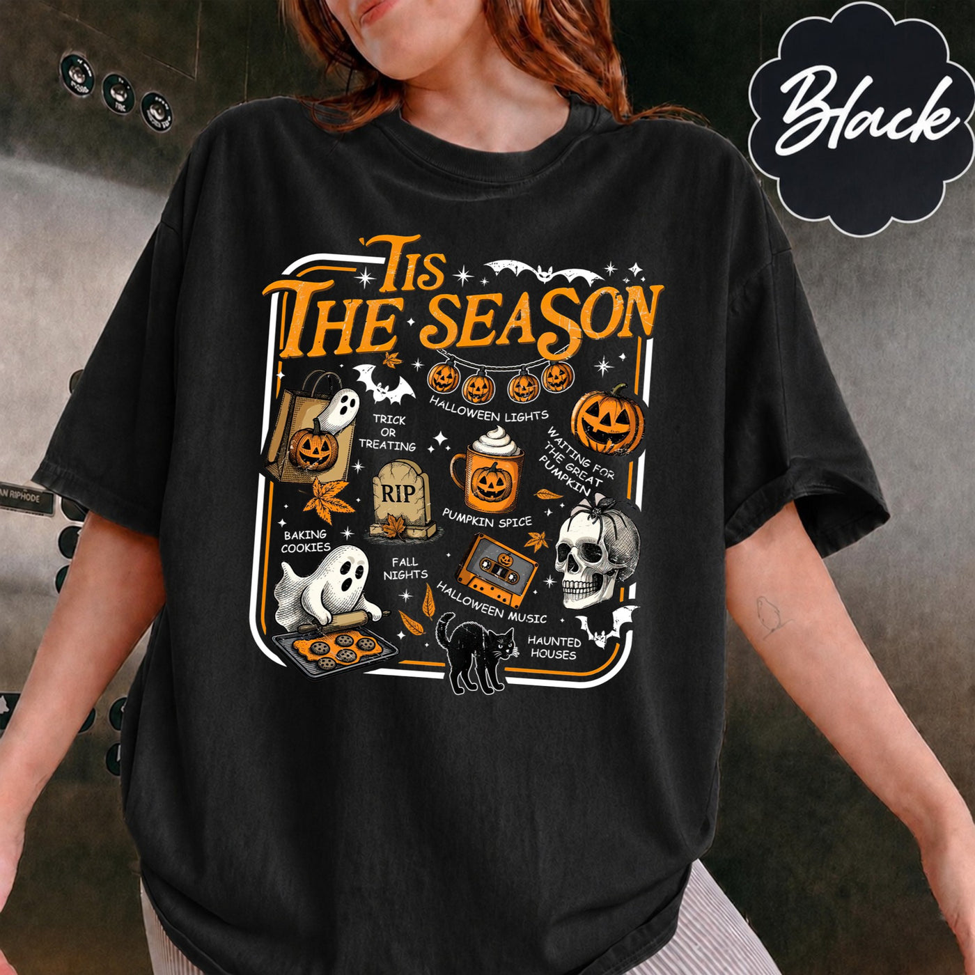 Comfort Colors Halloween Tis the Season Shirt, Spooky Season TShirt, Retro Halloween Aesthetic Shirt, Womens Halloween Shirt
