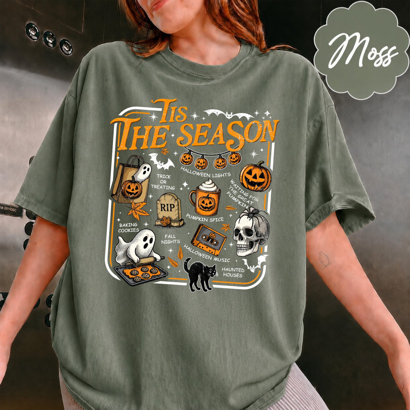 Comfort Colors Halloween Tis the Season Shirt, Spooky Season TShirt, Retro Halloween Aesthetic Shirt, Womens Halloween Shirt