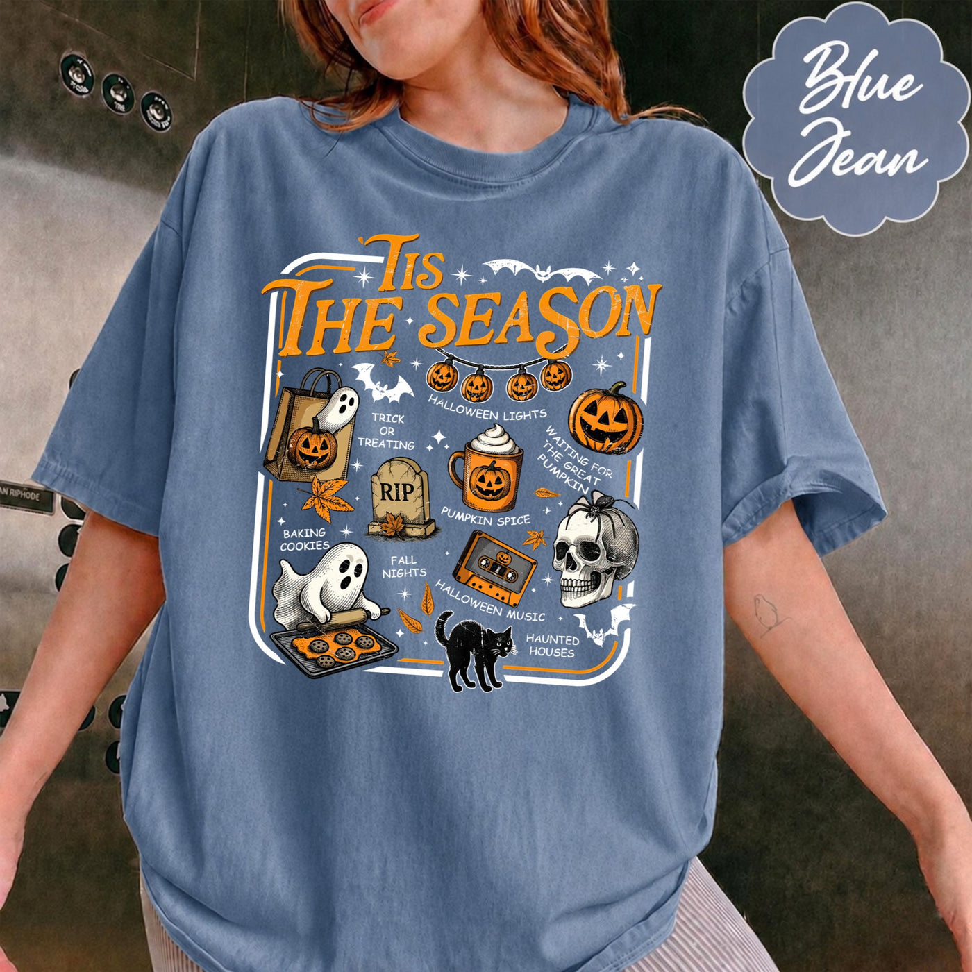 Comfort Colors Halloween Tis the Season Shirt, Spooky Season TShirt, Retro Halloween Aesthetic Shirt, Womens Halloween Shirt