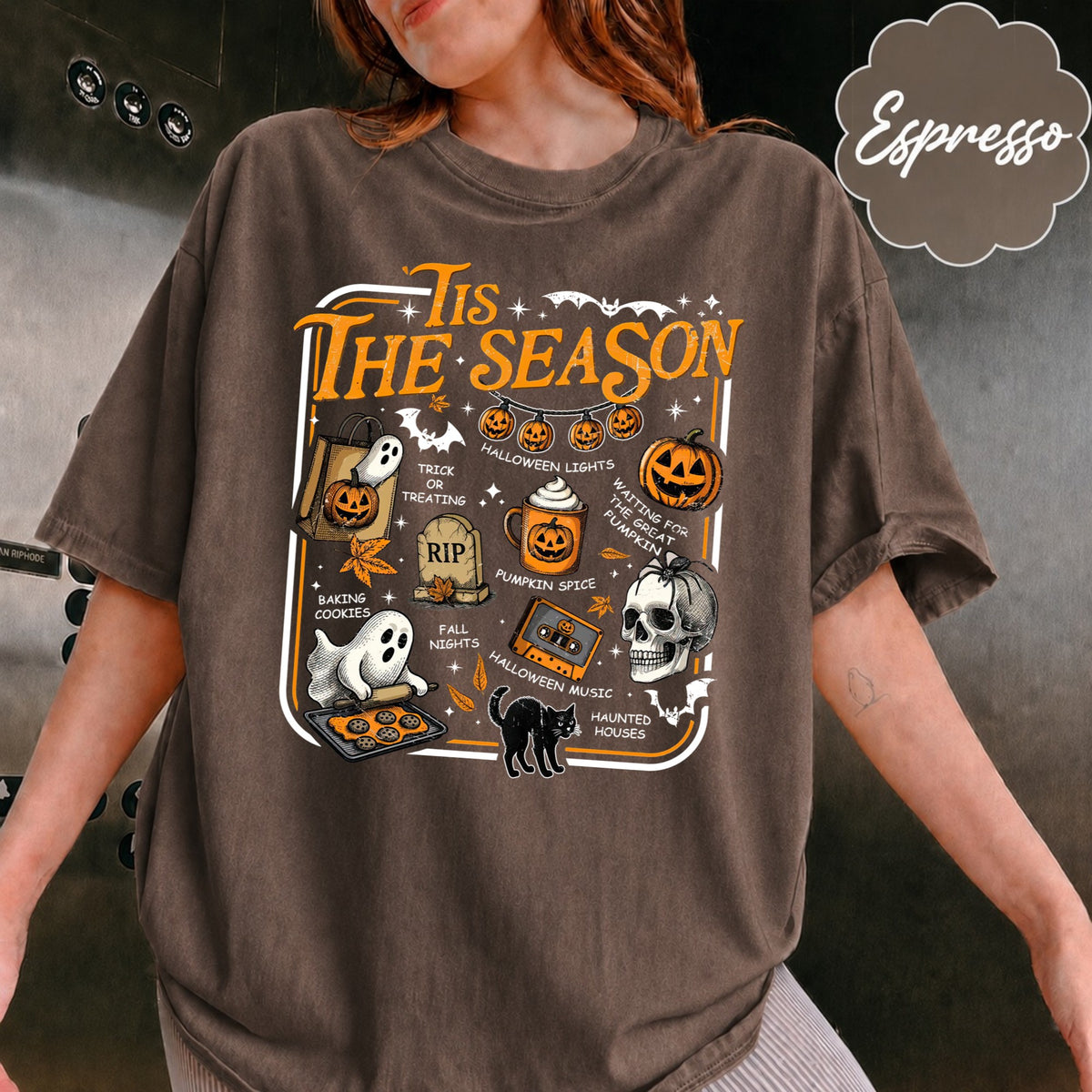 Comfort Colors Halloween Tis the Season Shirt, Spooky Season TShirt, Retro Halloween Aesthetic Shirt, Womens Halloween Shirt