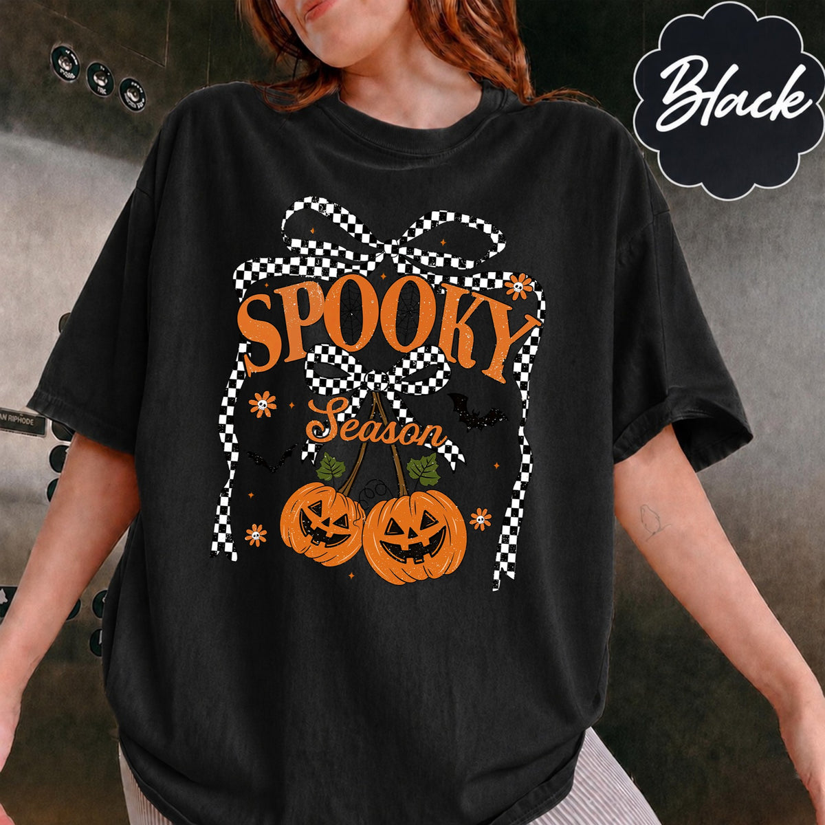 Comfort Colors Spooky Season Coquette Bow Halloween T-Shirt, Cozy Season Shirt, Gift For Him, Gift For Her