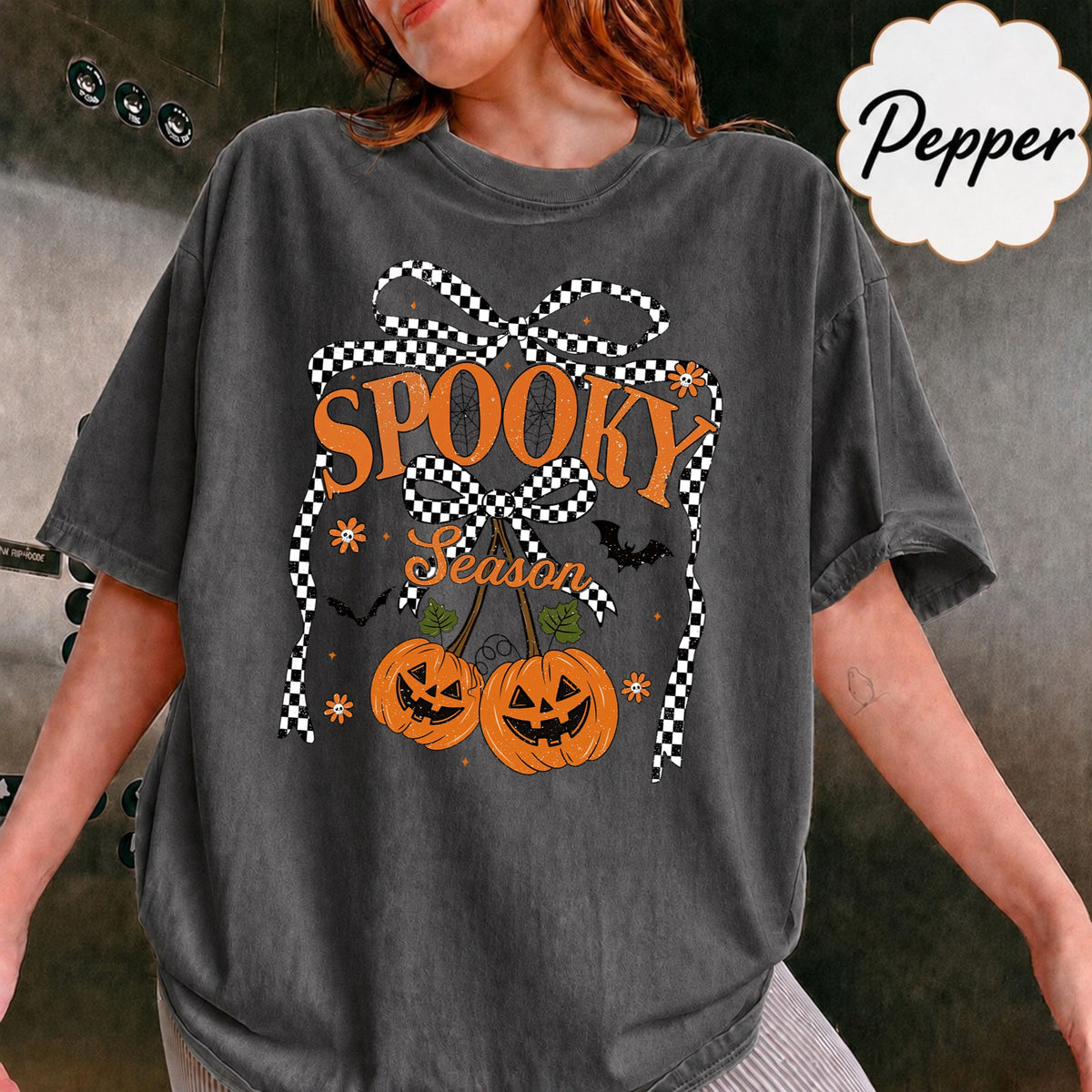 Comfort Colors Spooky Season Coquette Bow Halloween T-Shirt, Cozy Season Shirt, Gift For Him, Gift For Her