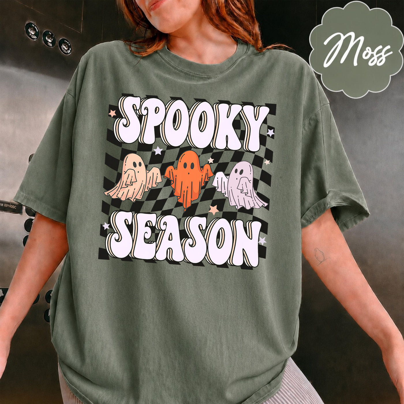 Comfort Colors Spooky Season Shirt - Retro Halloween Shirt - Cute Ghost Natural Tee, Gift For Him, Gift For Her