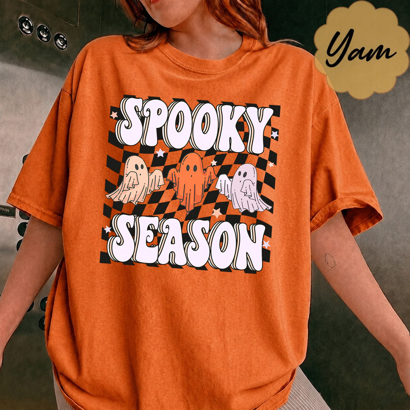 Comfort Colors Spooky Season Shirt - Retro Halloween Shirt - Cute Ghost Natural Tee, Gift For Him, Gift For Her