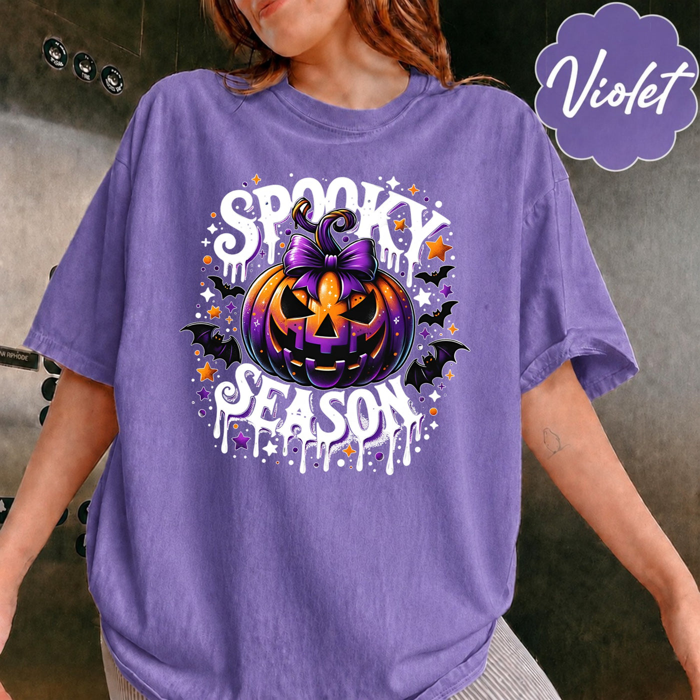 Comfort Colors Spooky Season T-Shirt, Spooky Season Shirts, Retro Halloween Shirt, Pumpkin Shirt, Halloween Shirt, Witchy Bats Shirt, Spooky Vibes Shirt, Fall Shirt