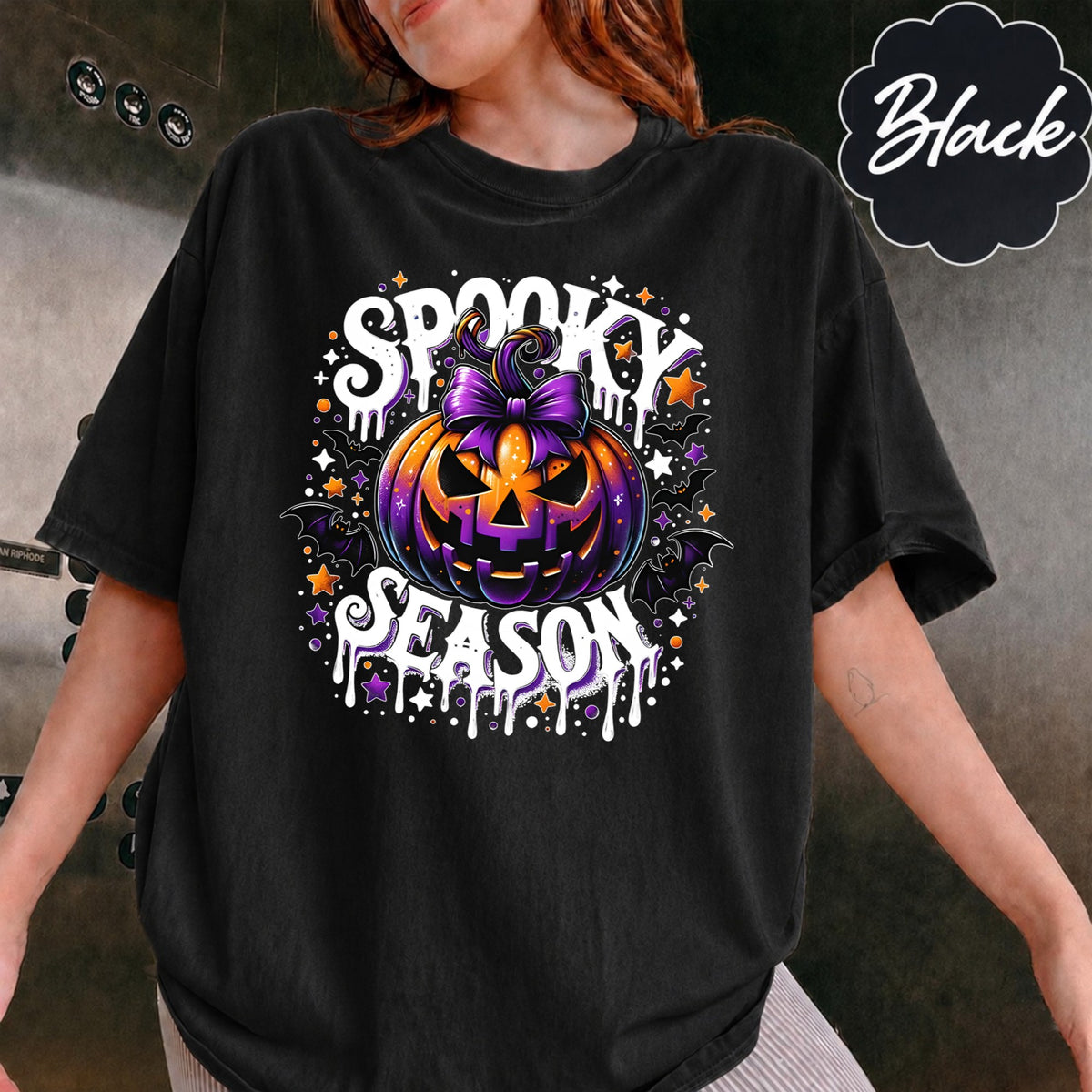Comfort Colors Spooky Season T-Shirt, Spooky Season Shirts, Retro Halloween Shirt, Pumpkin Shirt, Halloween Shirt, Witchy Bats Shirt, Spooky Vibes Shirt, Fall Shirt