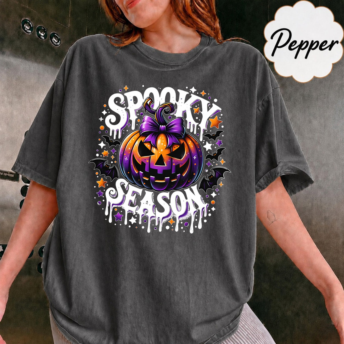 Comfort Colors Spooky Season T-Shirt, Spooky Season Shirts, Retro Halloween Shirt, Pumpkin Shirt, Halloween Shirt, Witchy Bats Shirt, Spooky Vibes Shirt, Fall Shirt
